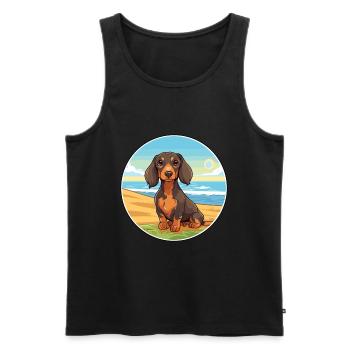 Dackel Hund Rasse Cartoon Kawaii Clipart Hund Haustier - Männer Premium Bio Tank Top - Schwarz - Vorne - AI Model Male 178 light (178cm)