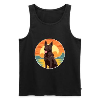 Dutch Shepherd Dog Breed Cartoon Kawaii Clipart - Men's Premium Organic Tank Top - black - Front - AI Model Male 178 light (178cm)