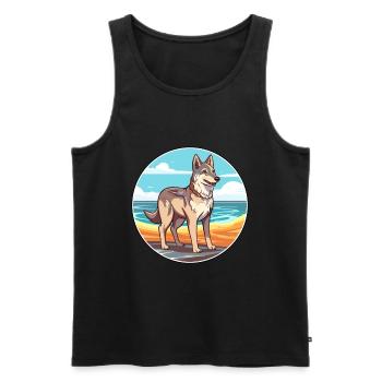 Tschechoslowakischer Wolfshund Hunderasse Karikatur Kawaii - Männer Premium Bio Tank Top - Schwarz - Vorne - Michal (187cm)