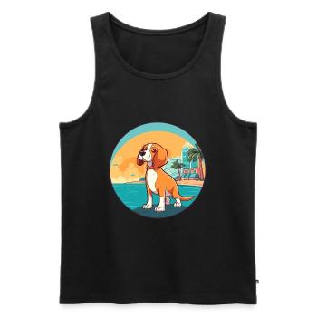 Deutsche Bracke Hund Rasse Cartoon Kawaii Clipart - Männer Premium Bio Tank Top - Schwarz - Vorne - AI Model Male 178 light (178cm)