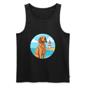 Fauve De Bretagne Dog Breed Cartoon Kawaii Clipart - Men's Premium Organic Tank Top - black - Front - AI Model Male 178 light (178cm)
