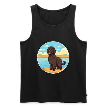 Frison chien d’eau race Cartoon Kawaii Clipart chien - Débardeur bio Premium Homme - noir - Devant - Michal (187cm)