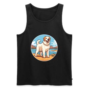 georgischer, schäferhund, rasse, cartoon, kawaii, clipart - Männer Premium Bio Tank Top - Schwarz - Vorne - Michal (187cm)