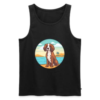 German Spaniel Dog Breed Cartoon Kawaii Clipart - Men's Premium Organic Tank Top - black - Front - Michal (187cm)