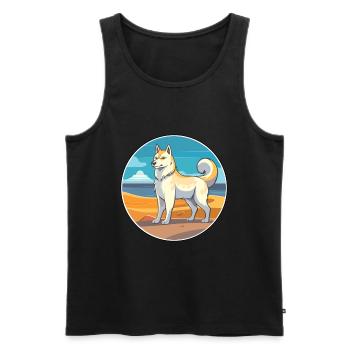 Sibérie orientale Laika chien race dessin animé Kawaii chien - Débardeur bio Premium Homme - noir - Devant - Michal (187cm)