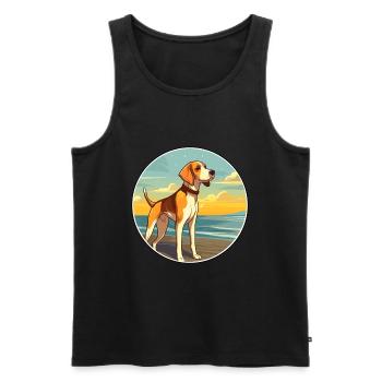 Foxhound anglais chien race Cartoon Kawaii Clipart - Débardeur bio Premium Homme - noir - Devant - Michal (187cm)