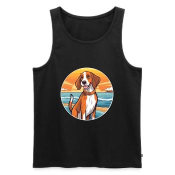 Estonian Hound Dog Breed Cartoon Kawaii Clipart - Men's Premium Organic Tank Top - black - Front - Michal (187cm)