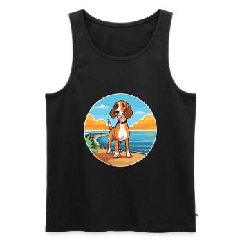 Finnish Hound Dog Breed Cartoon Kawaii Clipart Dog - Men's Premium Organic Tank Top - black - Front - AI Model Male 178 light (178cm)