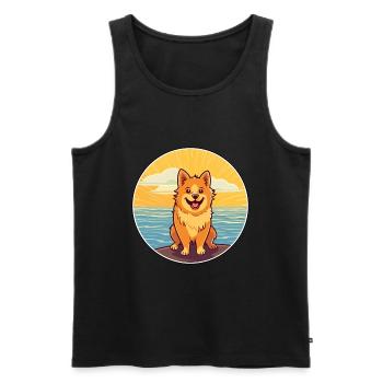 Finnischer Spitz Hund Rasse Cartoon Kawaii Clipart Hund - Männer Premium Bio Tank Top - Schwarz - Vorne - AI Model Male 178 light (178cm)