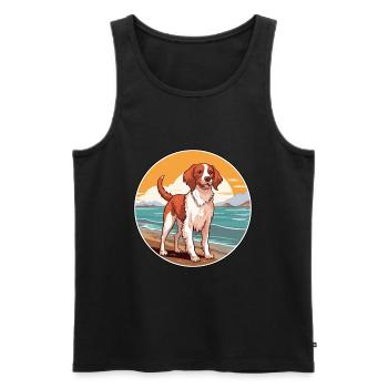 Français Bretagne chien race Cartoon Kawaii Clipart - Débardeur bio Premium Homme - noir - Devant - Michal (187cm)