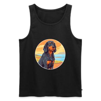 Gordon Setter chien race Cartoon Kawaii Clipart chien - Débardeur bio Premium Homme - noir - Devant - AI Model Male 178 light (178cm)