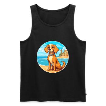 Havenese chien race dessin animé Kawaii Clipart chien animal de compagnie - Débardeur bio Premium Homme - noir - Devant - Michal (187cm)