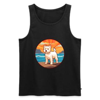 Chien Terrier Blanc Anglais Race Cartoon Kawaii Chien - Débardeur bio Premium Homme - noir - Devant - Michal (187cm)