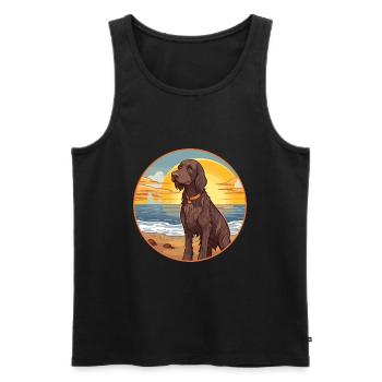Allemand à poil long Pointer chien race Cartoon Kawaii - Débardeur bio Premium Homme - noir - Devant - Michal (187cm)