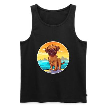 Griffon Bruxellois Race De Chien Cartoon Kawaii Chien - Débardeur bio Premium Homme - noir - Devant - Michal (187cm)
