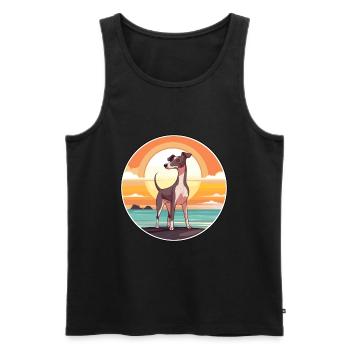 Lévrier italien chien race Cartoon Kawaii Clipart - Débardeur bio Premium Homme - noir - Devant - Michal (187cm)