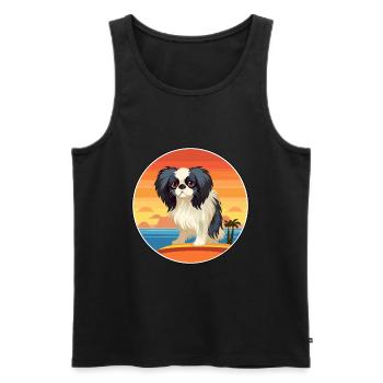 Japonais Chin chien race Cartoon Kawaii Clipart chien - Débardeur bio Premium Homme - noir - Devant - Michal (187cm)