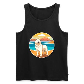 Jindo Dog Breed Cartoon Kawaii Clipart Watercolor - Men's Premium Organic Tank Top - black - Front - Michal (187cm)