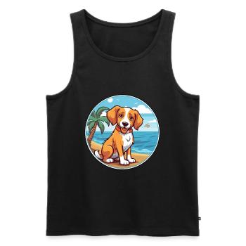 Kanni chien race dessin animé Kawaii Clipart aquarelle - Débardeur bio Premium Homme - noir - Devant - Michal (187cm)
