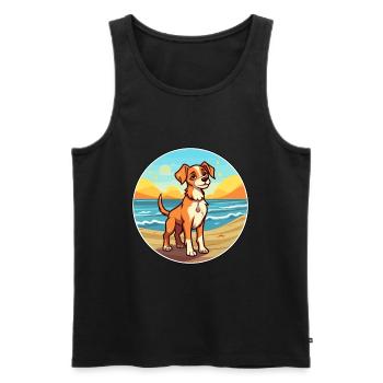 Hygenhund chien race dessin animé Kawaii Clipart chien animal de compagnie - Débardeur bio Premium Homme - noir - Devant - Michal (187cm)