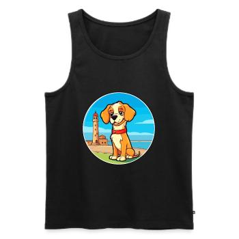 Italien Volpino chien race Cartoon Kawaii Clipart - Débardeur bio Premium Homme - noir - Devant - Michal (187cm)