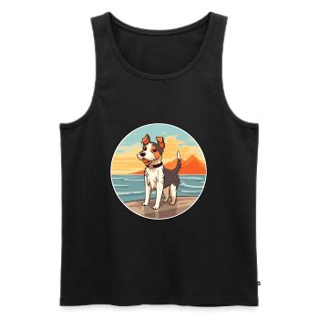 Terrier japonais chien race Cartoon Kawaii Clipart - Débardeur bio Premium Homme - noir - Devant - Michal (187cm)