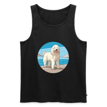 Komondor chien race dessin animé kawaii clipart chien animal de compagnie - Débardeur bio Premium Homme - noir - Devant - Michal (187cm)