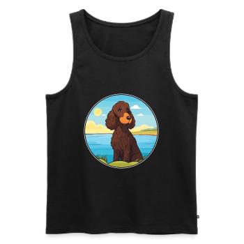 Irischer Wasserspaniel Hund Rasse Cartoon Kawaii Hund - Männer Premium Bio Tank Top - Schwarz - Vorne - Michal (187cm)