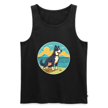 Karelian Bear Dog Breed Cartoon Kawaii Clipart Dog - Men's Premium Organic Tank Top - black - Front - Michal (187cm)