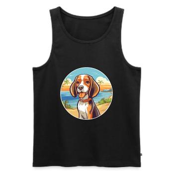 Kerry Beagle chien race dessin animé Kawaii Clipart chien - Débardeur bio Premium Homme - noir - Devant - Michal (187cm)