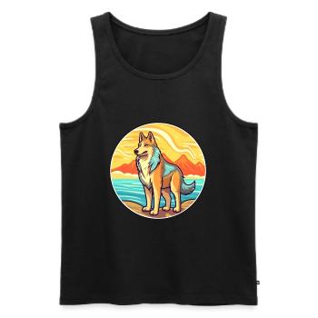Kunming Wolfhund Hund Rasse Cartoon Kawaii Clipart - Männer Premium Bio Tank Top - Schwarz - Vorne - AI Model Male 178 light (178cm)