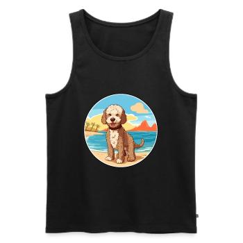 Lagotto Romagnolo Hund Rasse Cartoon Kawaii Clipart - Männer Premium Bio Tank Top - Schwarz - Vorne - AI Model Male 178 light (178cm)