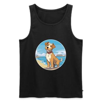 Lucas Terrier chien race dessin animé Kawaii Clipart chien - Débardeur bio Premium Homme - noir - Devant - Michal (187cm)
