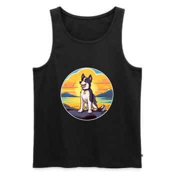 Karelo Finnische Laika-Hunderasse Cartoon Kawaii-Hund - Männer Premium Bio Tank Top - Schwarz - Vorne - Michal (187cm)