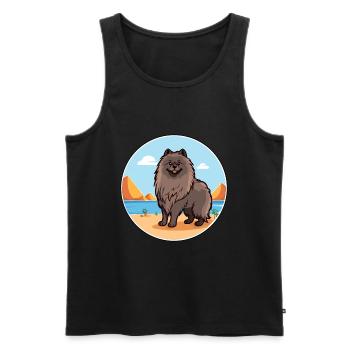 Keeshond Dog Breed Cartoon Kawaii Clipart Dog Pet - Men's Premium Organic Tank Top - black - Front - Michal (187cm)