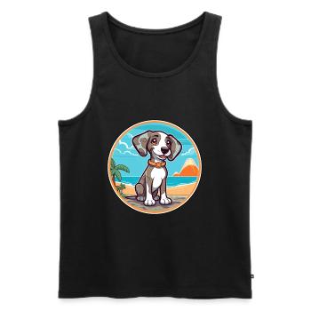 Koolie chien race dessin animé Kawaii Clipart aquarelle - Débardeur bio Premium Homme - noir - Devant - Michal (187cm)