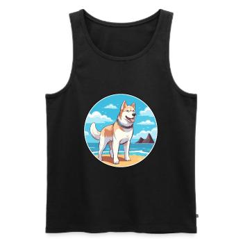 Labrador Husky chien race Cartoon Kawaii Clipart - Débardeur bio Premium Homme - noir - Devant - Michal (187cm)