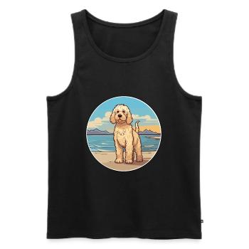 Labradoodle chien race dessin animé Kawaii Clipart chien - Débardeur bio Premium Homme - noir - Devant - Michal (187cm)