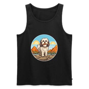 Lhasa Apso Hund Rasse Cartoon Kawaii Clipart Hund - Männer Premium Bio Tank Top - Schwarz - Vorne - AI Model Male 178 light (178cm)