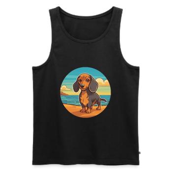 Miniatur Dackel Hund Rasse Cartoon Kawaii Hund - Männer Premium Bio Tank Top - Schwarz - Vorne - AI Model Male 178 light (178cm)