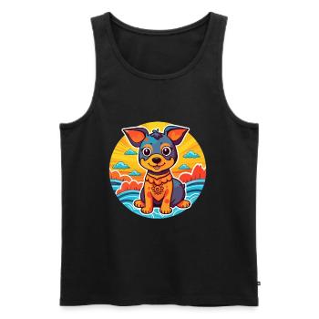 Ovtcharka de race de chien d’Asie centrale Cartoon Kawaii - Débardeur bio Premium Homme - noir - Devant - Michal (187cm)