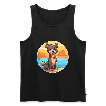 Mudi Hunderasse Karikatur Kawaii Clipart Aquarell - Männer Premium Bio Tank Top - Schwarz - Vorne - Michal (187cm)