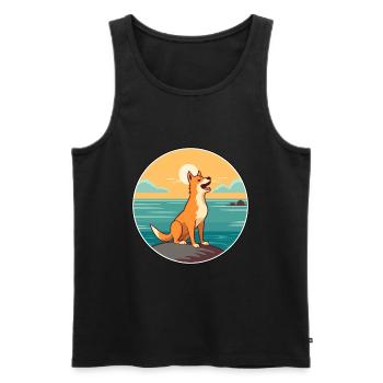 Neuguinea Singender Hund Rasse Cartoon Kawaii Hund - Männer Premium Bio Tank Top - Schwarz - Vorne - Michal (187cm)
