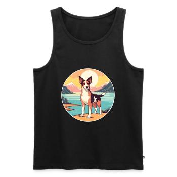 Nouvelle-Zélande chien race dessin animé kawaii Clipart chien - Débardeur bio Premium Homme - noir - Devant - Michal (187cm)