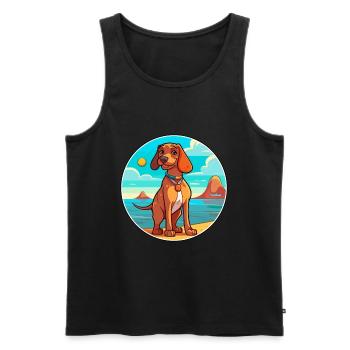 Magyar Agar chien race dessin animé Kawaii Clipart chien - Débardeur bio Premium Homme - noir - Devant - AI Model Male 178 light (178cm)
