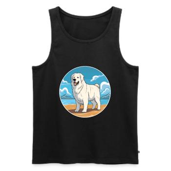 Maremma Sheepdog Dog Breed Cartoon Kawaii Clipart - Men's Premium Organic Tank Top - black - Front - AI Model Male 178 light (178cm)