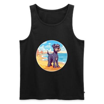 Mittelschnauzer Hund Rasse Cartoon Kawaii Clipart - Männer Premium Bio Tank Top - Schwarz - Vorne - AI Model Male 178 light (178cm)