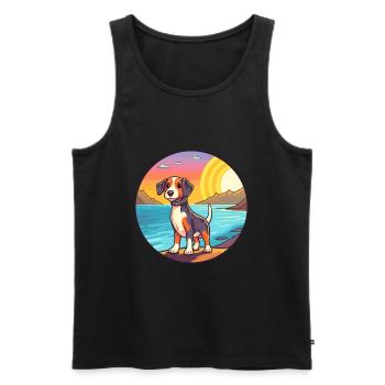 Nouvelle-Zélande Tête Chien Race Cartoon Kawaii Chien - Débardeur bio Premium Homme - noir - Devant - Michal (187cm)