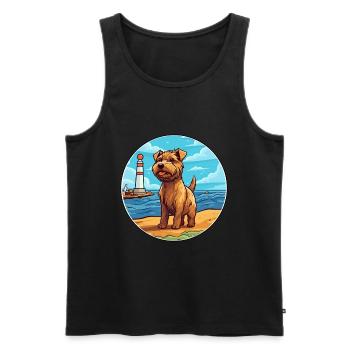 Norfolk Terrier Dog Breed Cartoon Kawaii Clipart - Men's Premium Organic Tank Top - black - Front - Michal (187cm)