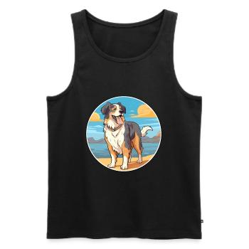 Nordamerikanischer Schäferhund Rasse Cartoon Kawaii - Männer Premium Bio Tank Top - Schwarz - Vorne - Michal (187cm)